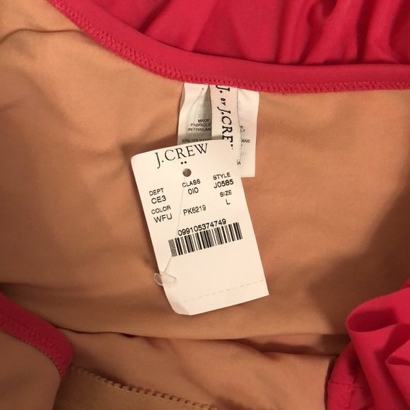 J Crew Pink Ruffle One Shoulder swimsuit, NWT Sz. L. Very cute. Timeless! - Picture 4 of 5
